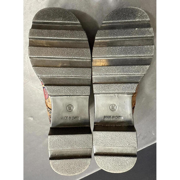 CS T&P Harajuku Platform‎ Shoes UK Punk Print Brown Chunky Lace Up Goth Size M - Picture 9 of 15